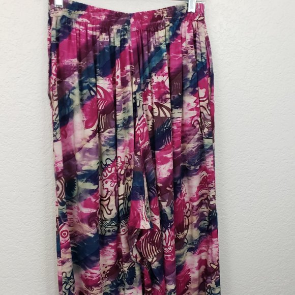 Gone Troppo Women's Sz Large Tie Dye Harem Buttoned Hem Boho Baggy Pants - Picture 10 of 14